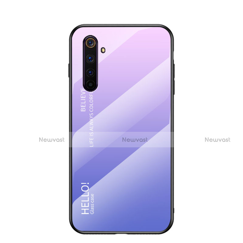 Silicone Frame Mirror Rainbow Gradient Case Cover for Realme 6 Purple