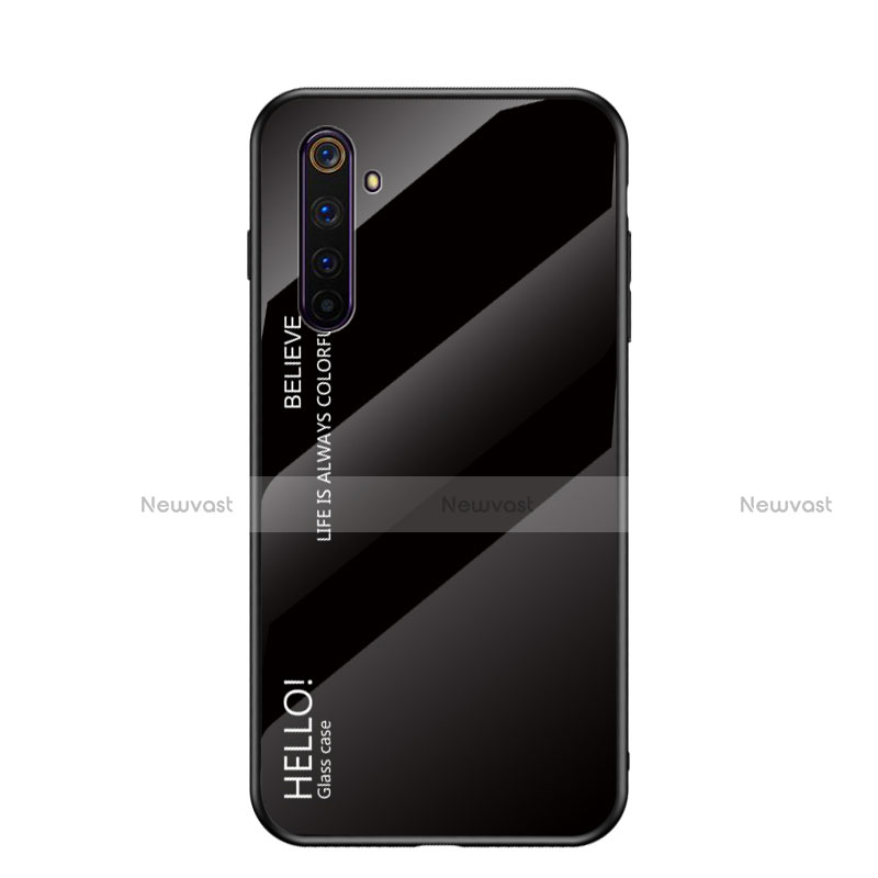 Silicone Frame Mirror Rainbow Gradient Case Cover for Realme 6s Black