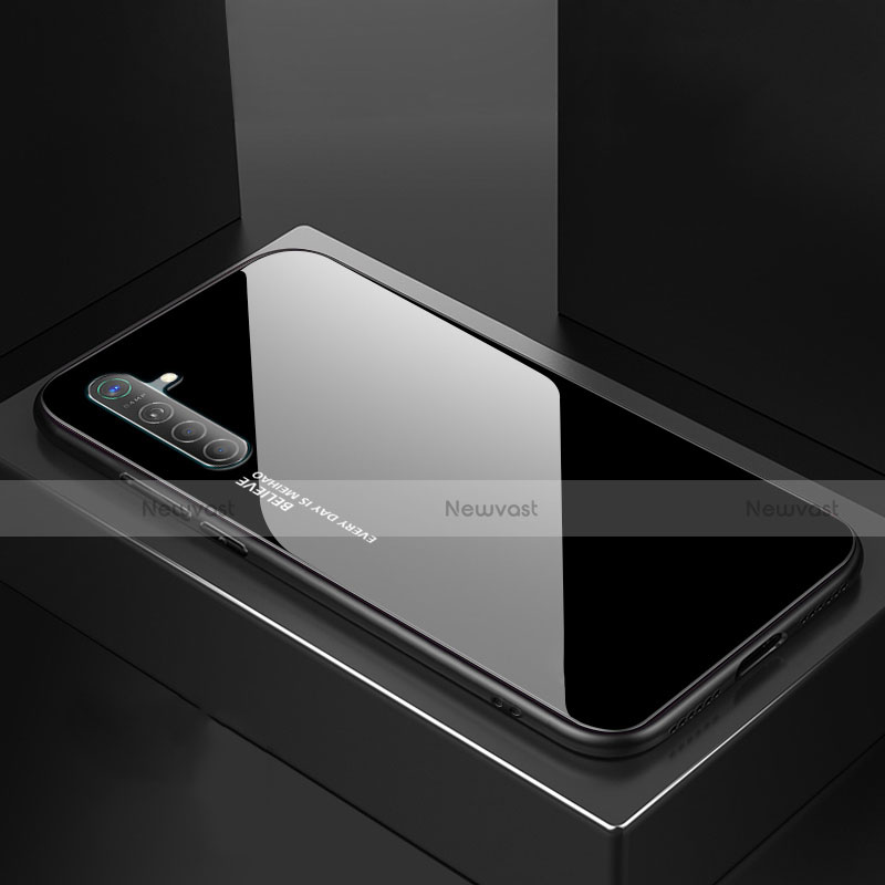 Silicone Frame Mirror Rainbow Gradient Case Cover for Realme X2 Black