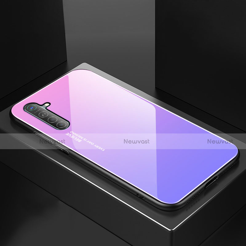 Silicone Frame Mirror Rainbow Gradient Case Cover for Realme X2 Purple