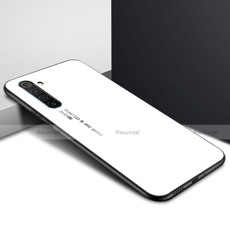 Silicone Frame Mirror Rainbow Gradient Case Cover for Realme X50 Pro 5G White