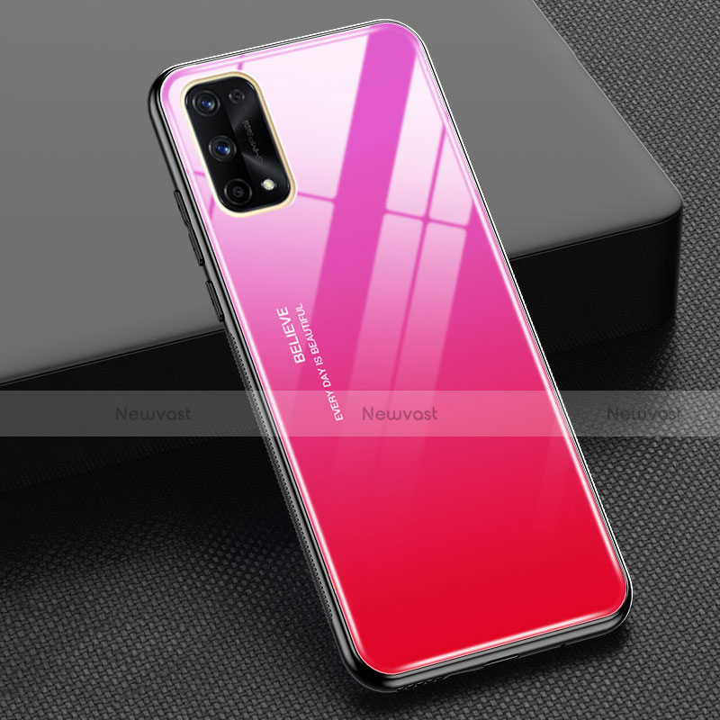 Silicone Frame Mirror Rainbow Gradient Case Cover for Realme X7 Pro 5G Red