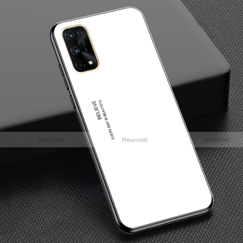 Silicone Frame Mirror Rainbow Gradient Case Cover for Realme X7 Pro 5G White