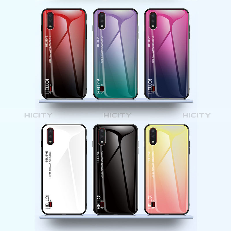 Silicone Frame Mirror Rainbow Gradient Case Cover for Samsung Galaxy A01 SM-A015