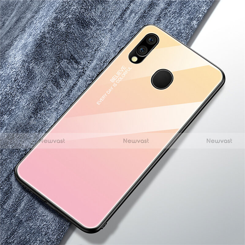 Silicone Frame Mirror Rainbow Gradient Case Cover for Samsung Galaxy A40 Pink