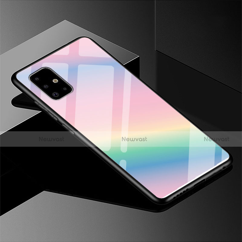 Silicone Frame Mirror Rainbow Gradient Case Cover for Samsung Galaxy A51 5G