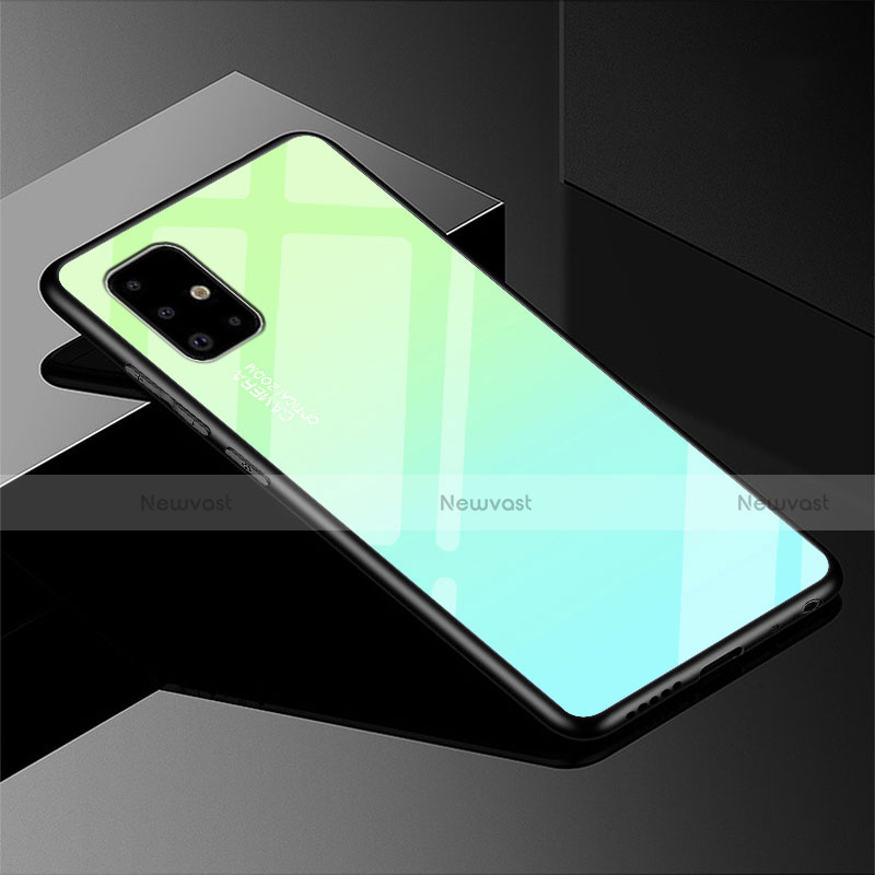 Silicone Frame Mirror Rainbow Gradient Case Cover for Samsung Galaxy A51 5G Green