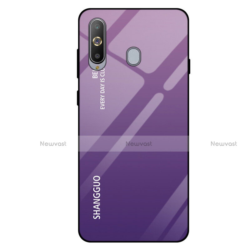 Silicone Frame Mirror Rainbow Gradient Case Cover for Samsung Galaxy A8s SM-G8870 Purple