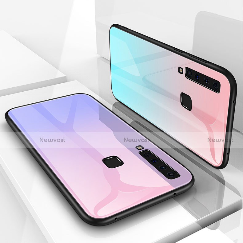 Silicone Frame Mirror Rainbow Gradient Case Cover for Samsung Galaxy A9s