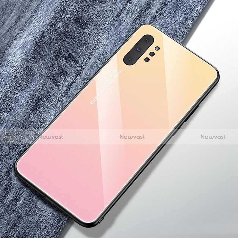 Silicone Frame Mirror Rainbow Gradient Case Cover for Samsung Galaxy Note 10 Plus