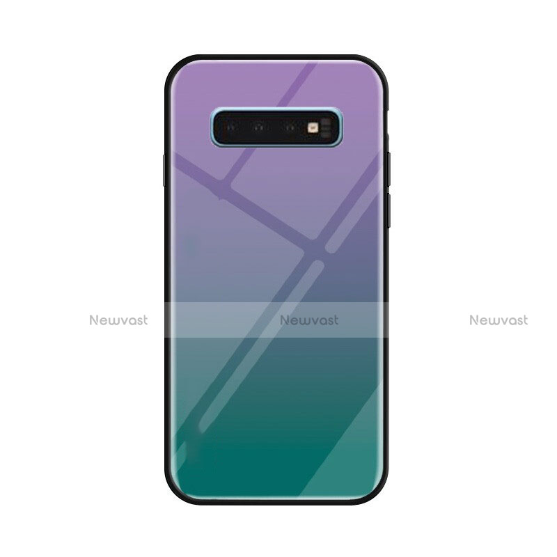 Silicone Frame Mirror Rainbow Gradient Case Cover for Samsung Galaxy S10 Plus Green