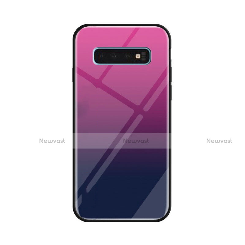 Silicone Frame Mirror Rainbow Gradient Case Cover for Samsung Galaxy S10 Purple