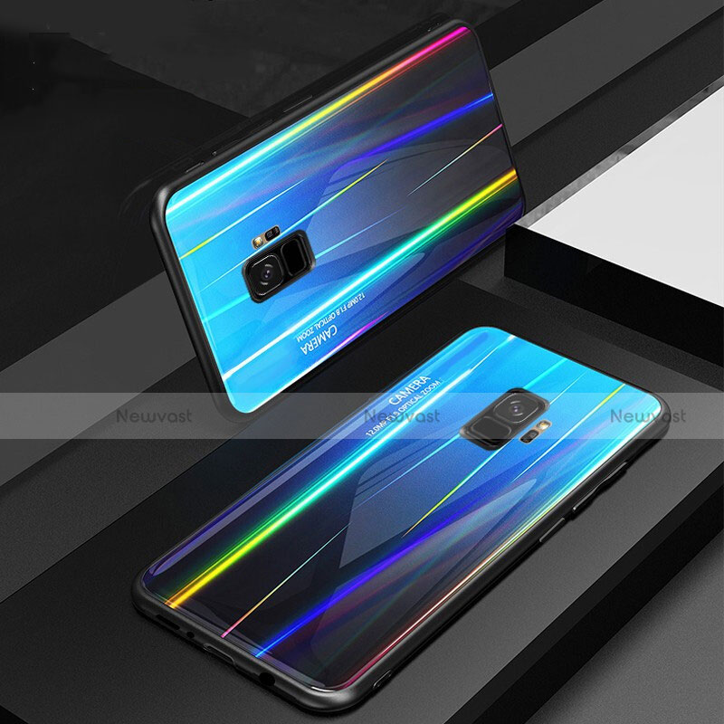 Silicone Frame Mirror Rainbow Gradient Case Cover for Samsung Galaxy S9