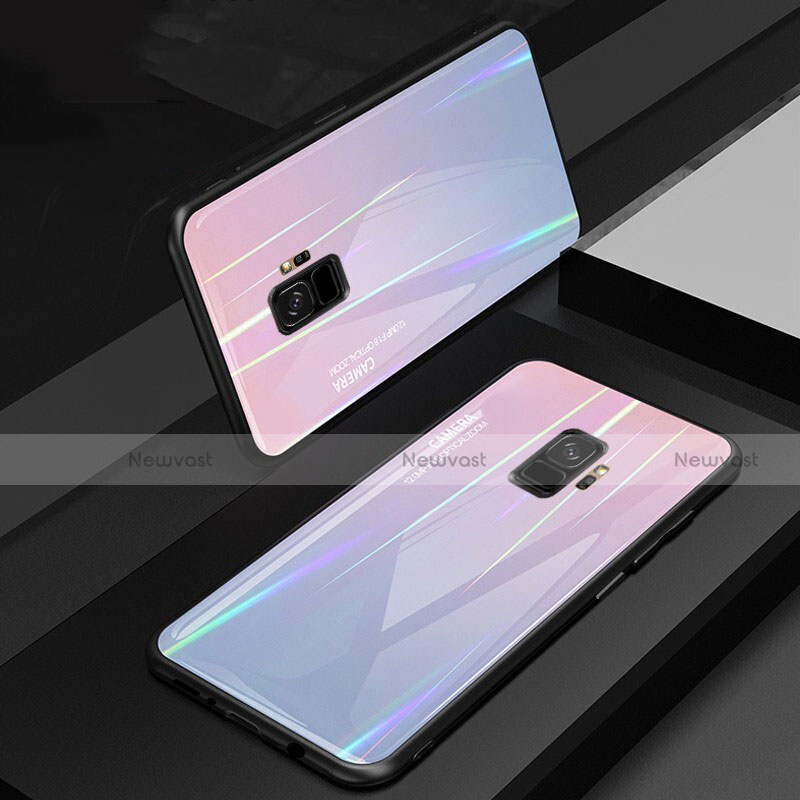 Silicone Frame Mirror Rainbow Gradient Case Cover for Samsung Galaxy S9
