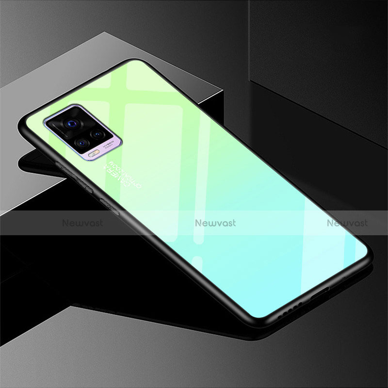 Silicone Frame Mirror Rainbow Gradient Case Cover for Vivo V20 Pro 5G Green