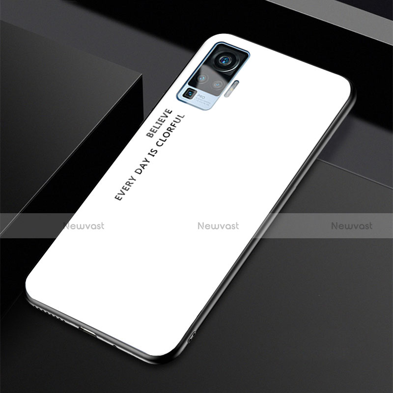 Silicone Frame Mirror Rainbow Gradient Case Cover for Vivo X50 Pro 5G