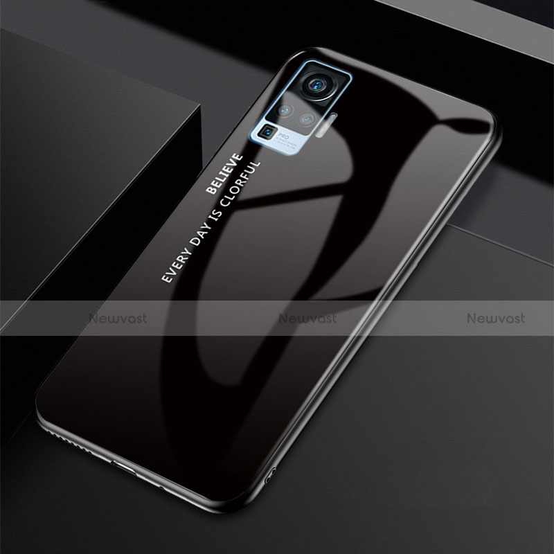 Silicone Frame Mirror Rainbow Gradient Case Cover for Vivo X51 5G Black