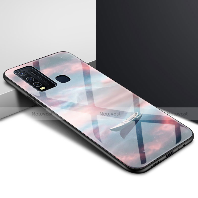 Silicone Frame Mirror Rainbow Gradient Case Cover for Vivo Y50