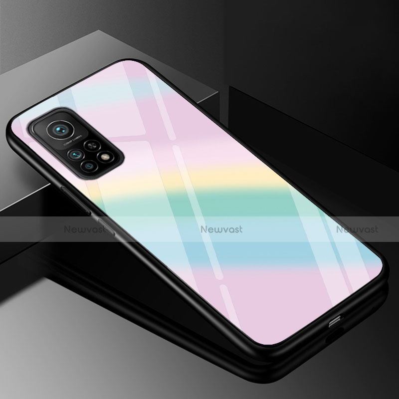 Silicone Frame Mirror Rainbow Gradient Case Cover for Xiaomi Mi 10T 5G Colorful
