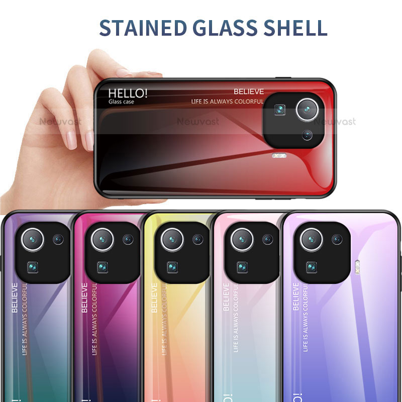Silicone Frame Mirror Rainbow Gradient Case Cover for Xiaomi Mi 11 Pro 5G