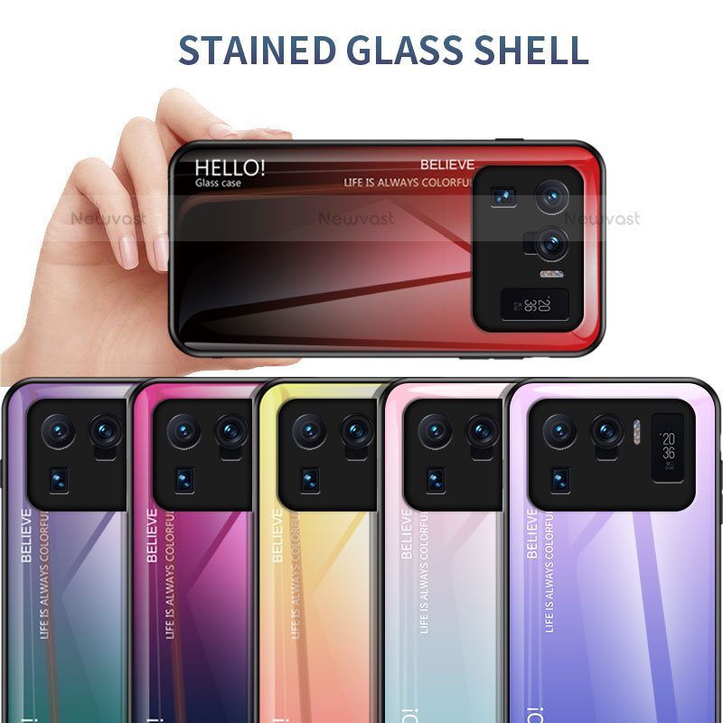 Silicone Frame Mirror Rainbow Gradient Case Cover for Xiaomi Mi 11 Ultra 5G