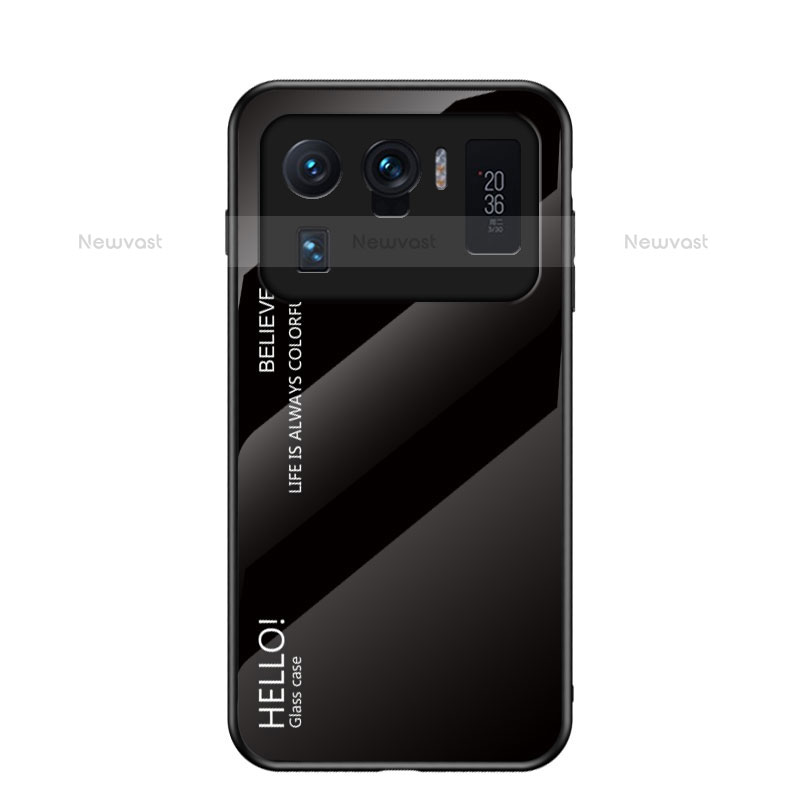 Silicone Frame Mirror Rainbow Gradient Case Cover for Xiaomi Mi 11 Ultra 5G Black