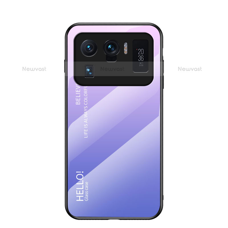 Silicone Frame Mirror Rainbow Gradient Case Cover for Xiaomi Mi 11 Ultra 5G Clove Purple