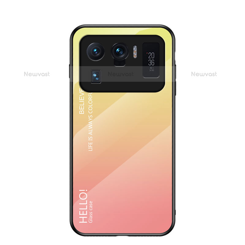 Silicone Frame Mirror Rainbow Gradient Case Cover for Xiaomi Mi 11 Ultra 5G Orange