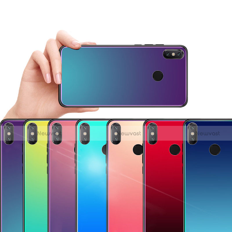 Silicone Frame Mirror Rainbow Gradient Case Cover for Xiaomi Mi 8