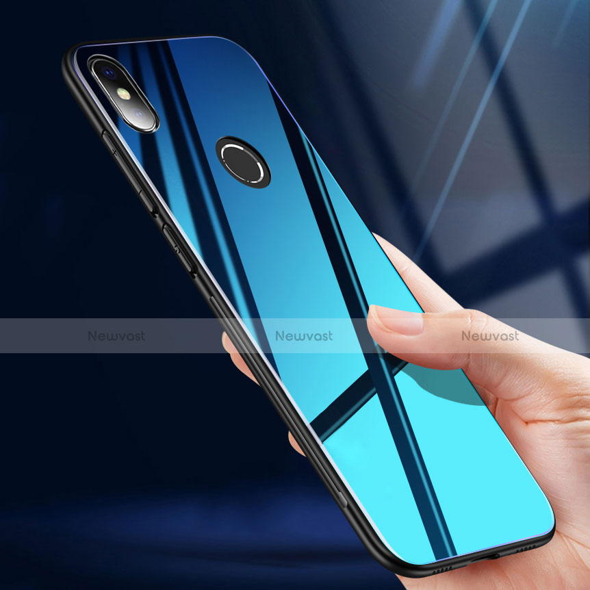 Silicone Frame Mirror Rainbow Gradient Case Cover for Xiaomi Mi 8