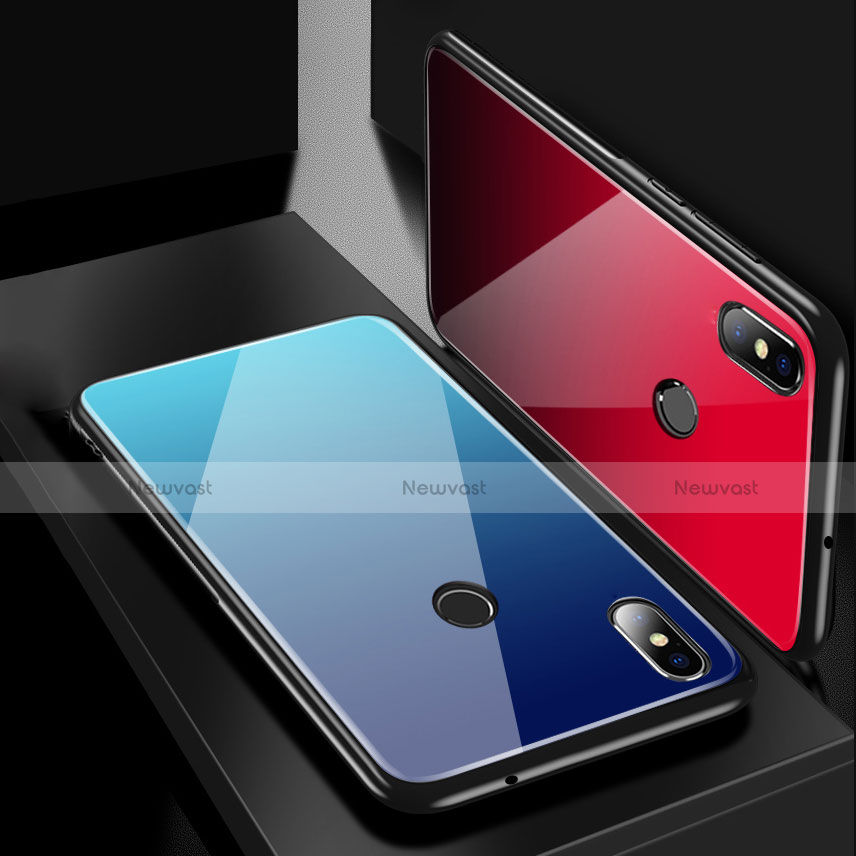 Silicone Frame Mirror Rainbow Gradient Case Cover for Xiaomi Mi 8