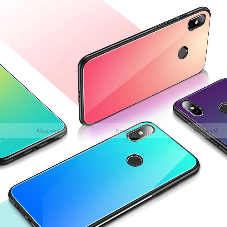 Silicone Frame Mirror Rainbow Gradient Case Cover for Xiaomi Mi 8