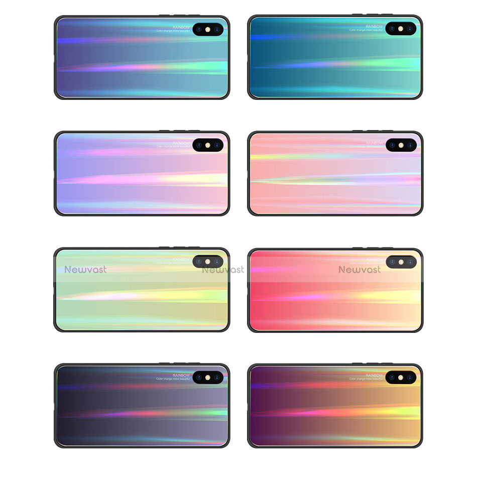 Silicone Frame Mirror Rainbow Gradient Case Cover for Xiaomi Mi 8 Explorer