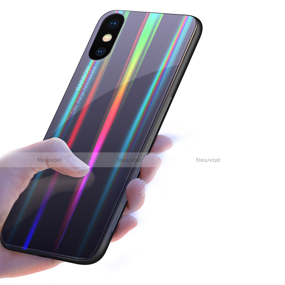 Silicone Frame Mirror Rainbow Gradient Case Cover for Xiaomi Mi 8 Explorer
