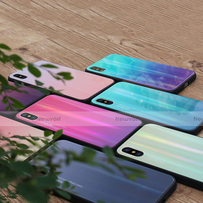 Silicone Frame Mirror Rainbow Gradient Case Cover for Xiaomi Mi 8 Pro Global Version