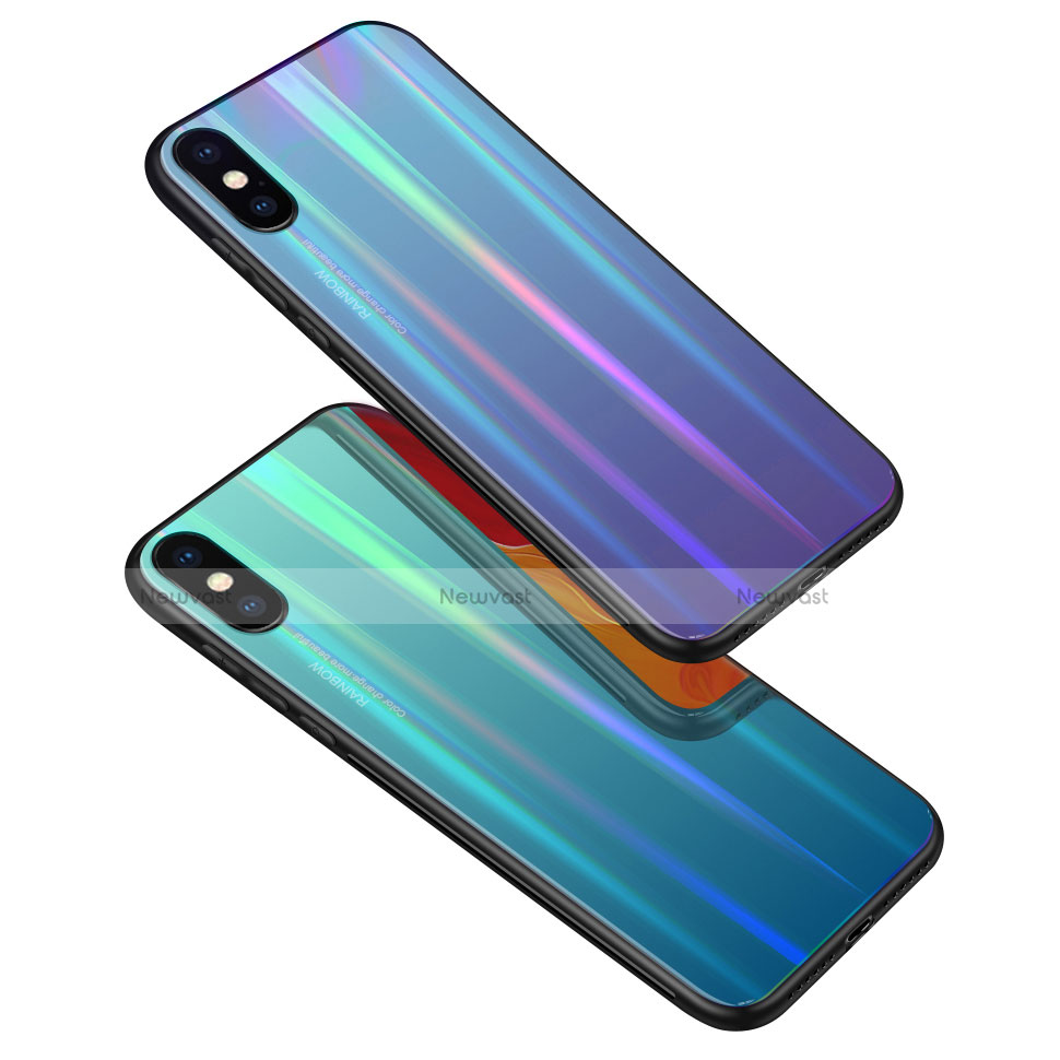 Silicone Frame Mirror Rainbow Gradient Case Cover for Xiaomi Mi 8 Pro Global Version