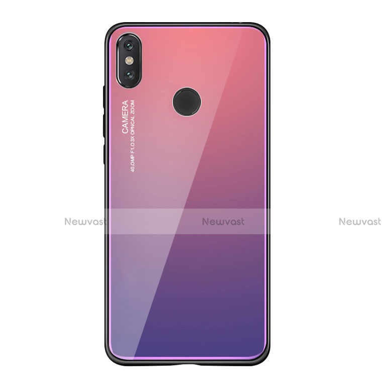 Silicone Frame Mirror Rainbow Gradient Case Cover for Xiaomi Mi 8 SE Purple
