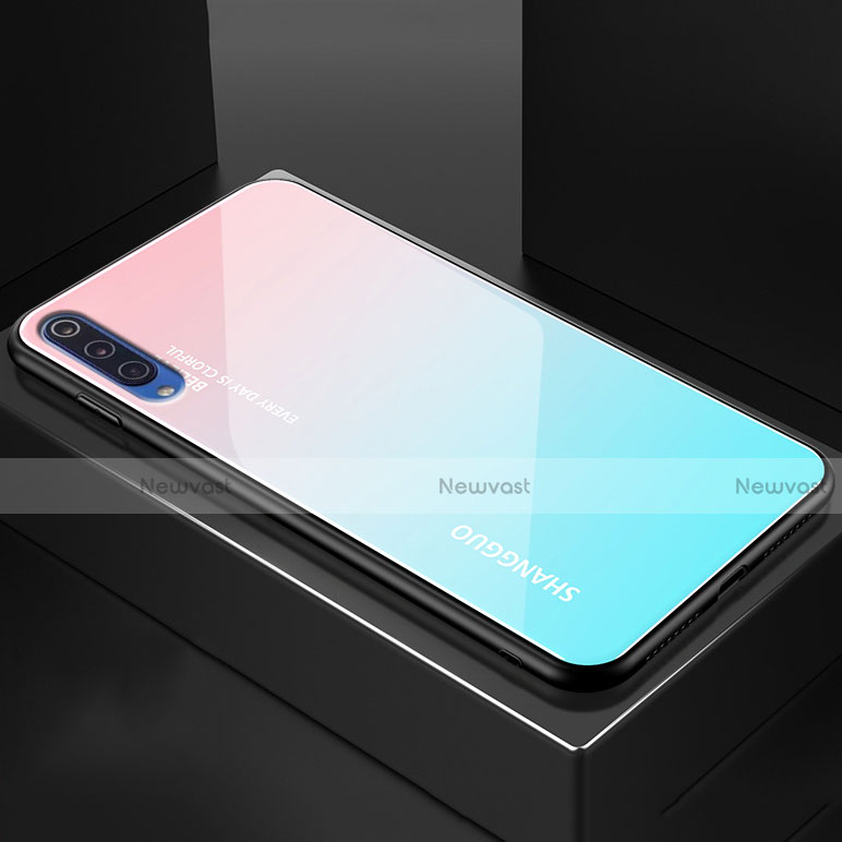 Silicone Frame Mirror Rainbow Gradient Case Cover for Xiaomi Mi 9 Lite Cyan