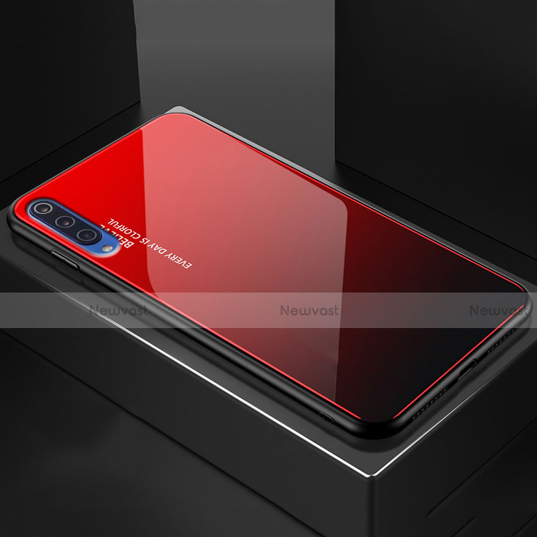 Silicone Frame Mirror Rainbow Gradient Case Cover for Xiaomi Mi 9 Pro 5G Red