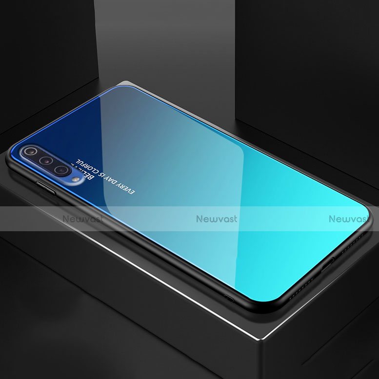 Silicone Frame Mirror Rainbow Gradient Case Cover for Xiaomi Mi 9 Pro 5G Sky Blue