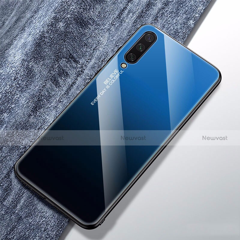 Silicone Frame Mirror Rainbow Gradient Case Cover for Xiaomi Mi A3 Blue