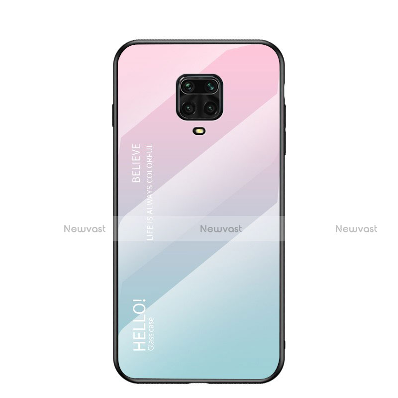 Silicone Frame Mirror Rainbow Gradient Case Cover for Xiaomi Poco M2 Pro Cyan