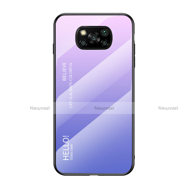 Silicone Frame Mirror Rainbow Gradient Case Cover for Xiaomi Poco X3 Clove Purple
