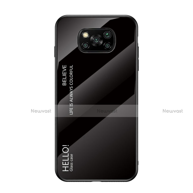 Silicone Frame Mirror Rainbow Gradient Case Cover for Xiaomi Poco X3 NFC Black