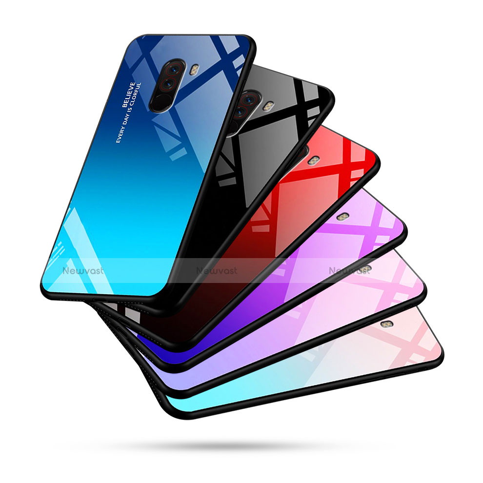 Silicone Frame Mirror Rainbow Gradient Case Cover for Xiaomi Pocophone F1