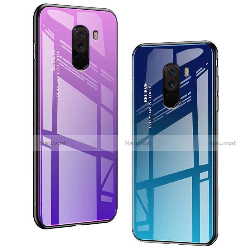 Silicone Frame Mirror Rainbow Gradient Case Cover for Xiaomi Pocophone F1