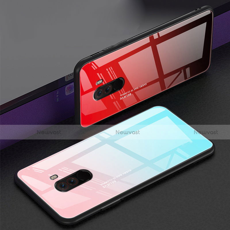 Silicone Frame Mirror Rainbow Gradient Case Cover for Xiaomi Pocophone F1