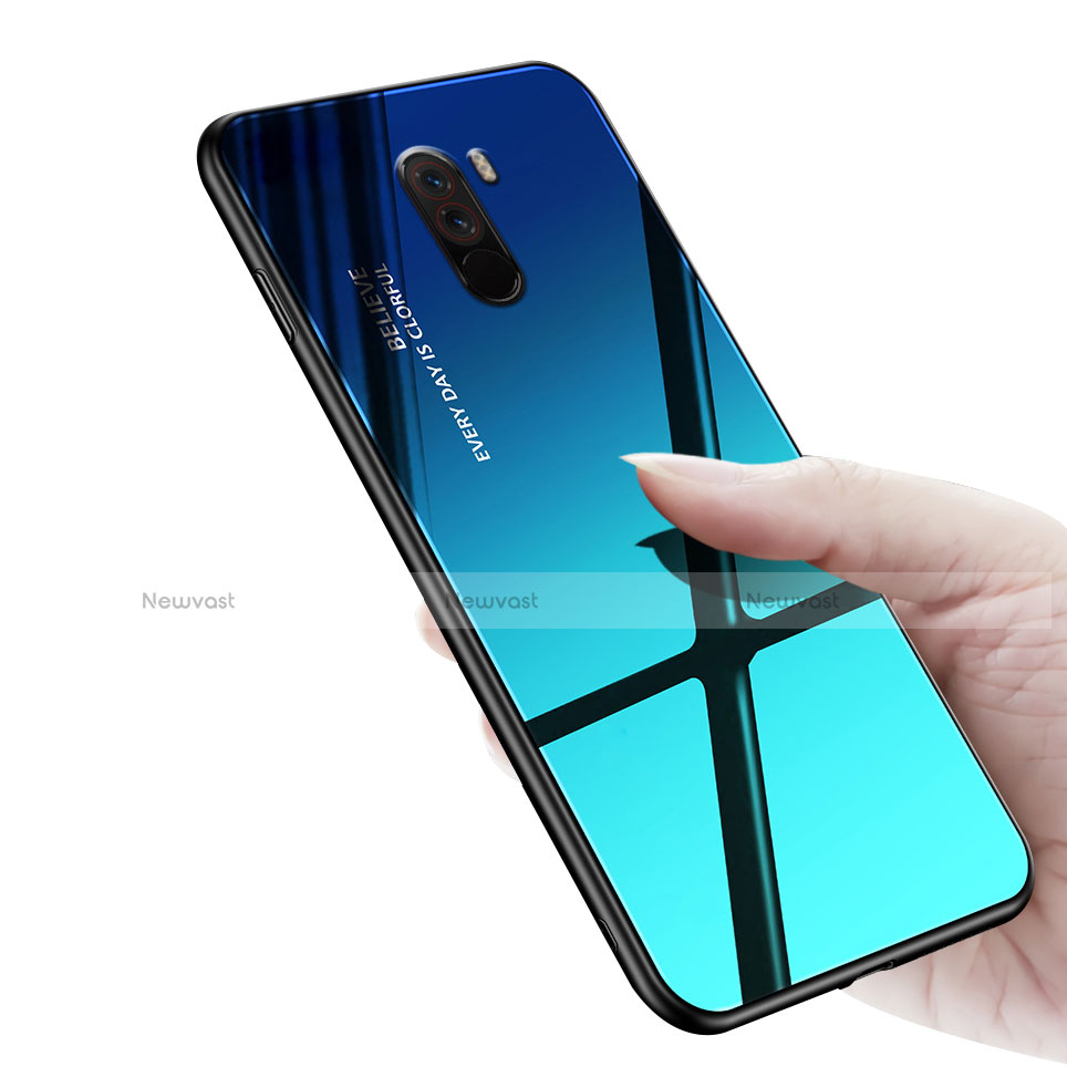 Silicone Frame Mirror Rainbow Gradient Case Cover for Xiaomi Pocophone F1