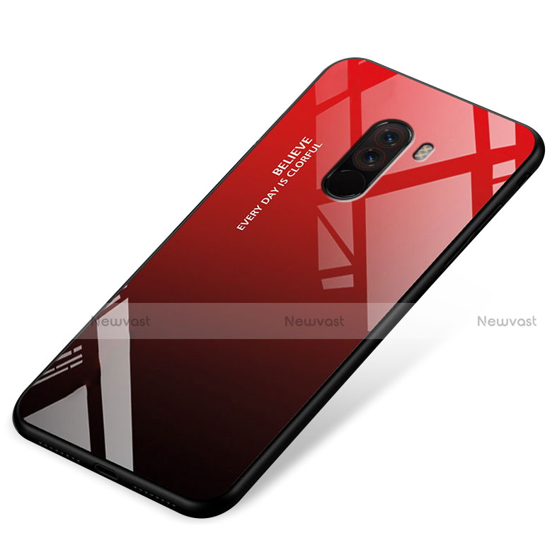 Silicone Frame Mirror Rainbow Gradient Case Cover for Xiaomi Pocophone F1 Red