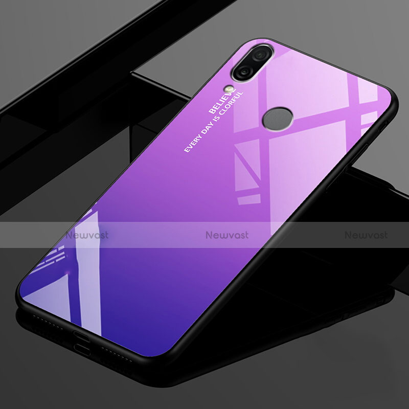 Silicone Frame Mirror Rainbow Gradient Case Cover for Xiaomi Redmi 7 Purple